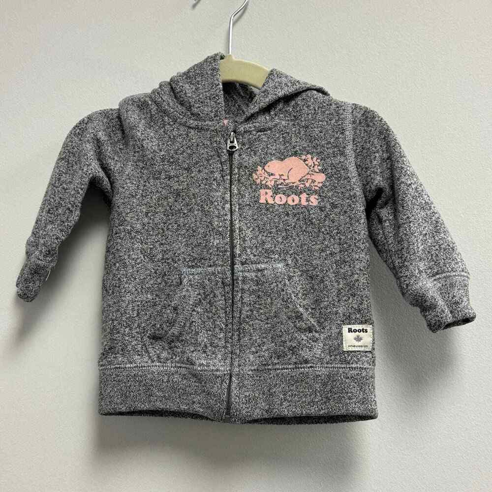 Baby Roots Full Zip Gray Hoodie Sz 3-6M